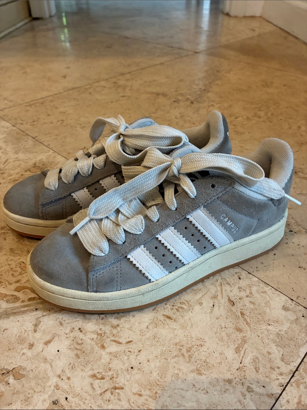 adidas Kids Campus Suede Sneakers in Gray and White